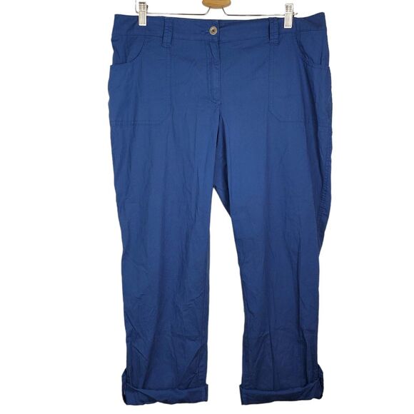 Chico's Blue Mid Rise Fold Up Cuffed Hem Cotton Spandex Pants Sz 2.5 - Picture 1 of 5